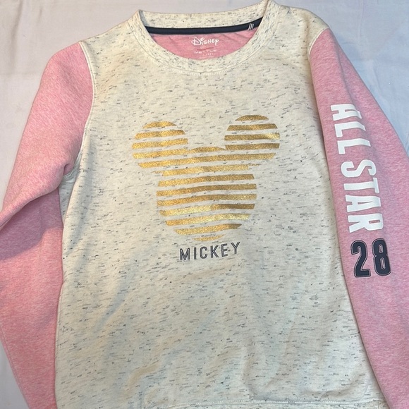 Disney Mickey Mouse Pink and Cream Sweatshirt with All Star Design - Picture 1 of 5